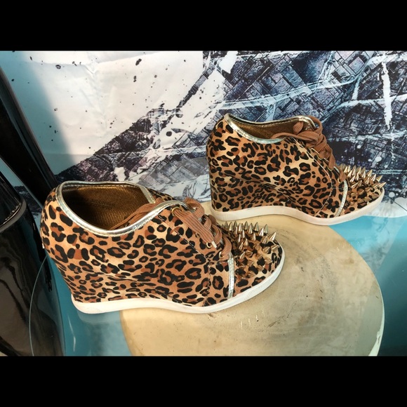 Sergio Todzi Studded Cheetah Wedge Booties - Picture 2 of 6